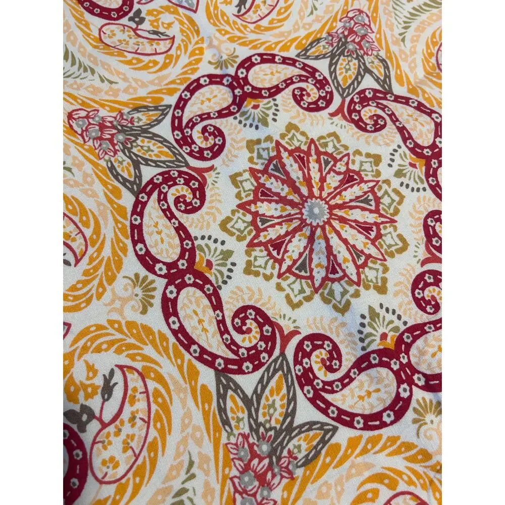 Pottery Barn 24” x 24” Paisley Floral Pillow Cover Orange Cotton Linen Blend